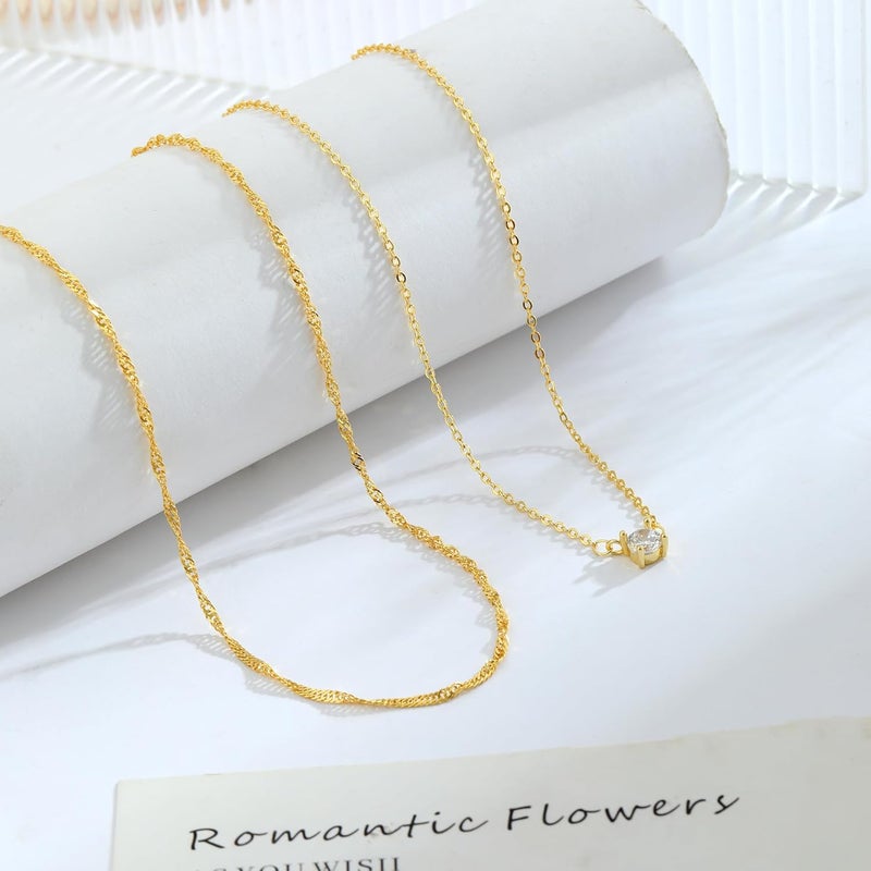 Pancert Gold Necklace for Women 14K Gold/Silver Plated Choker Diamond Necklace Set for Women Simple Dainty CZ Gold Chain Trendy Jewelry Accessories - Image 4